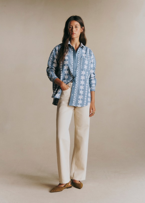 Max シャツ - ミディアムブルー - オーガニックコットン - Sézane