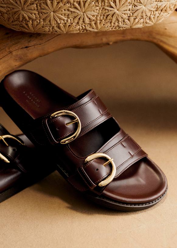 Mules Low Lenny - Schokolade glatt - Rindsleder - Sézane
