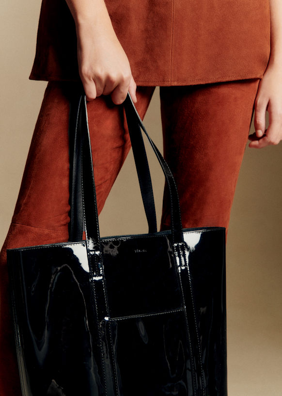 The Tote - ブラックラッカー - 牛革 - Sézane