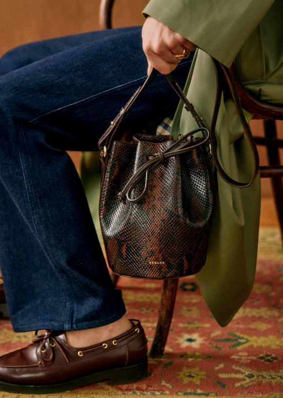 Farrow Mini Bag - Chocolate Croco Print - Bovine leather