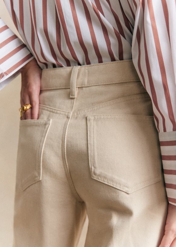 The Wide Leg Trousers - Ecru - Organic Cotton - Sézane