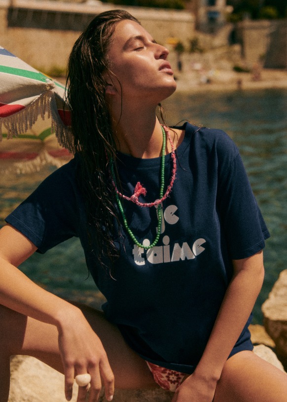 Je t'aime Tシャツ - ネイビー／エクリュ - オーガニック