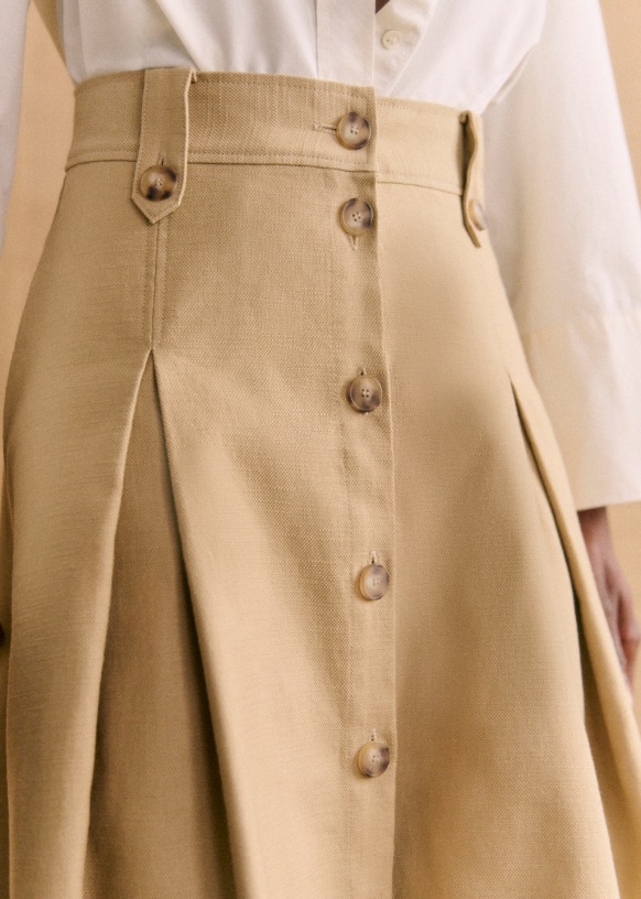 Oksana Skirt - Beige - Cotton - Sézane