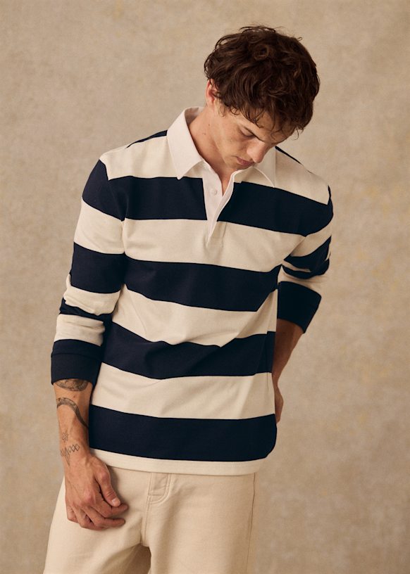 Talon Polo - Navy / Ecru - Organic Cotton - Sézane