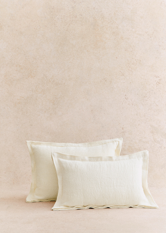 Linen cushion Large Model Ecru Cotton linen textiles Sezane