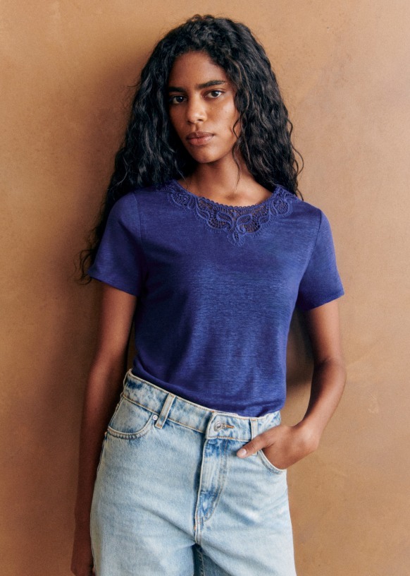 Mina T-Shirt - Emerald Green - Linen - Sézane
