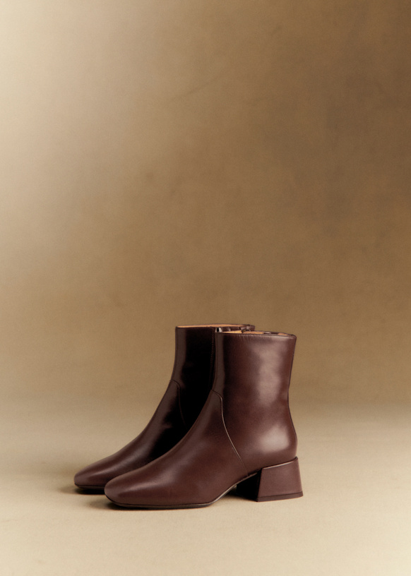 Paulette Low Boots - Patent Olive Green - Patent cowide leather