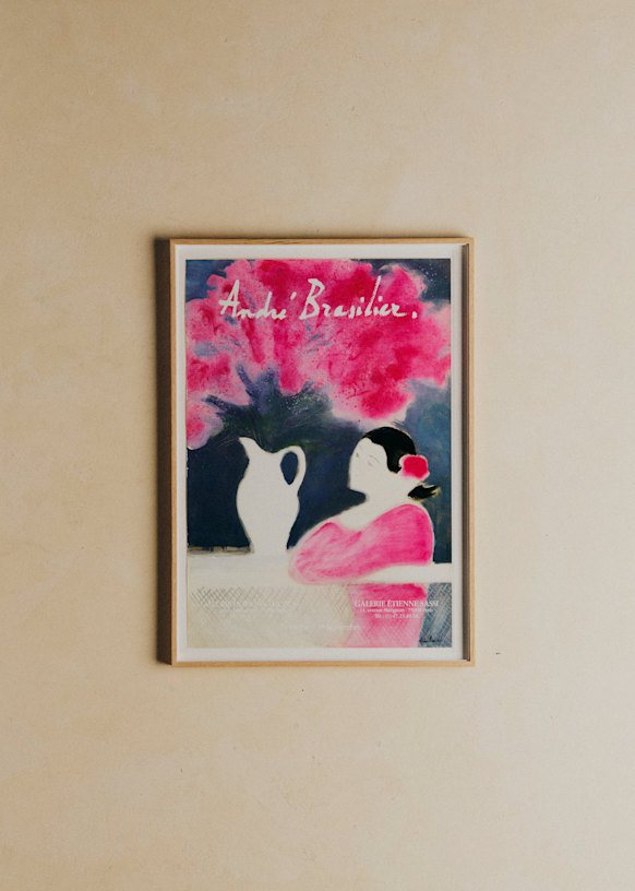 Affiche André Brasilier, Jeune femme au bouquet, 1988
