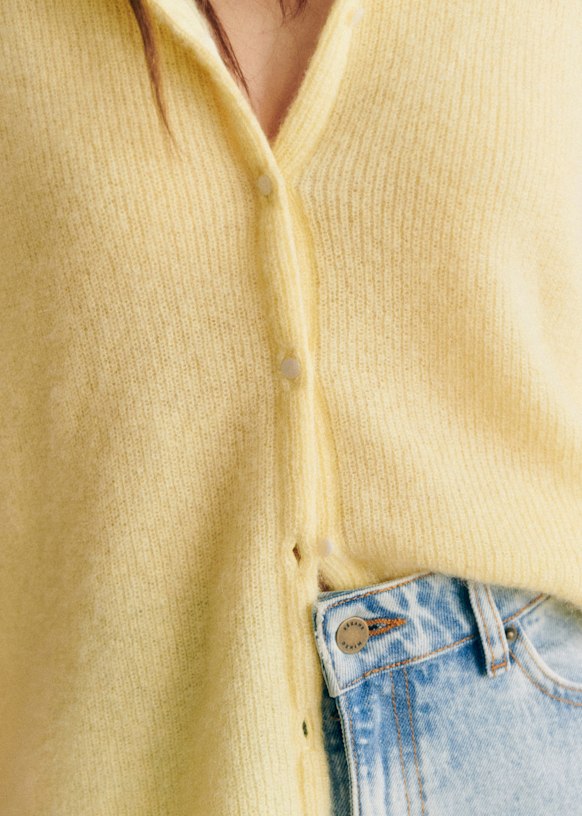 Gaspard Cardigan - Ecru / Gold - Super kid mohair - Sézane