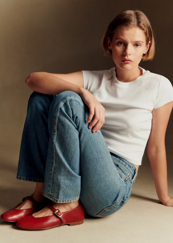 Valentin Low Ballerinas - Smooth Red - Sheep leather - Sézane