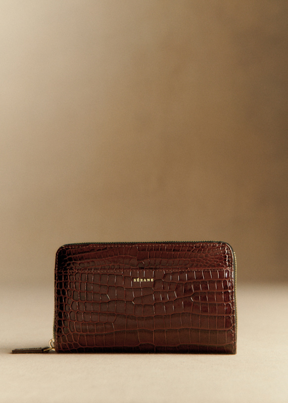 Victoria Wallet - Chocolate Crocodile Print - Crocodile-embossed