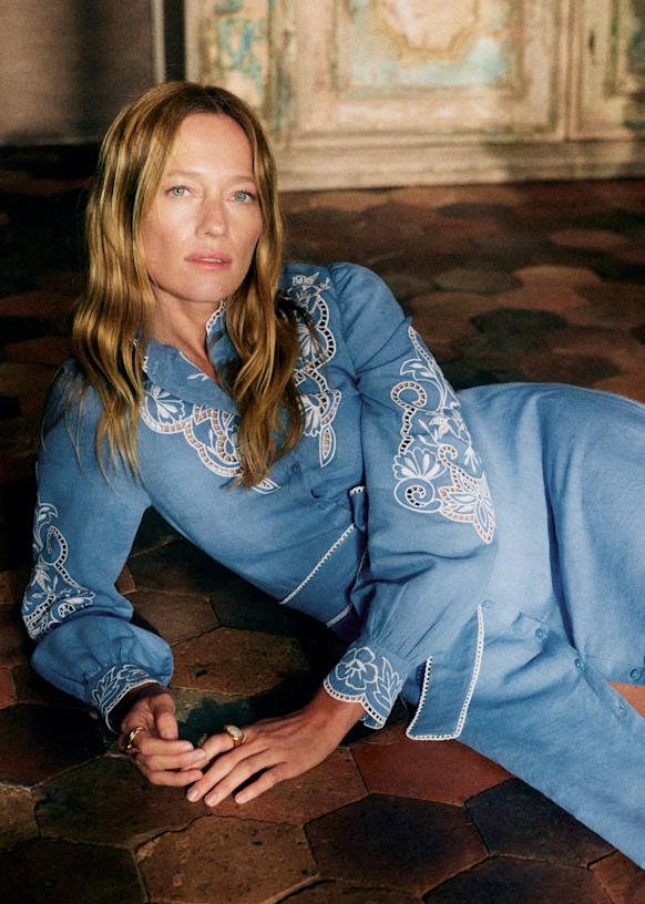 sezane blue embroidered dress Romina Dress - Szane - Sky Blue - 38
