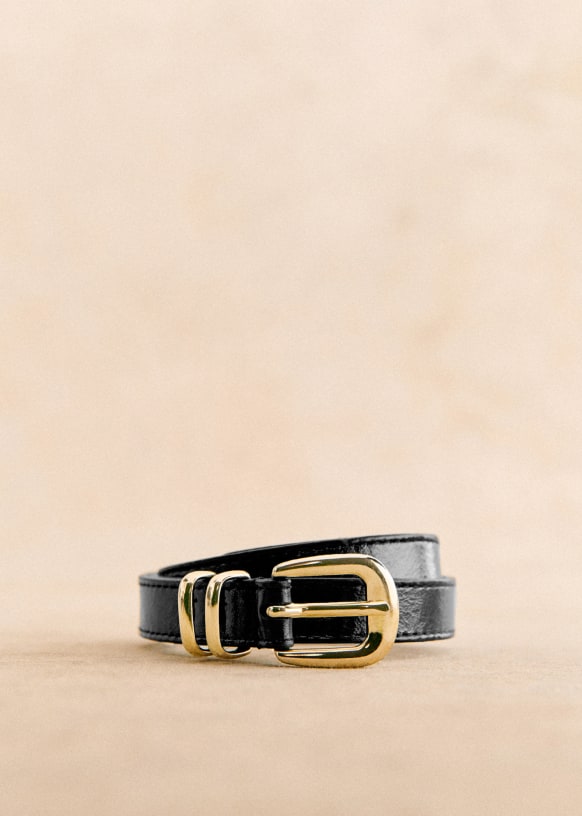 Ceinture Livie - Noir Vernis - Cuir bovin vernis - Sézane