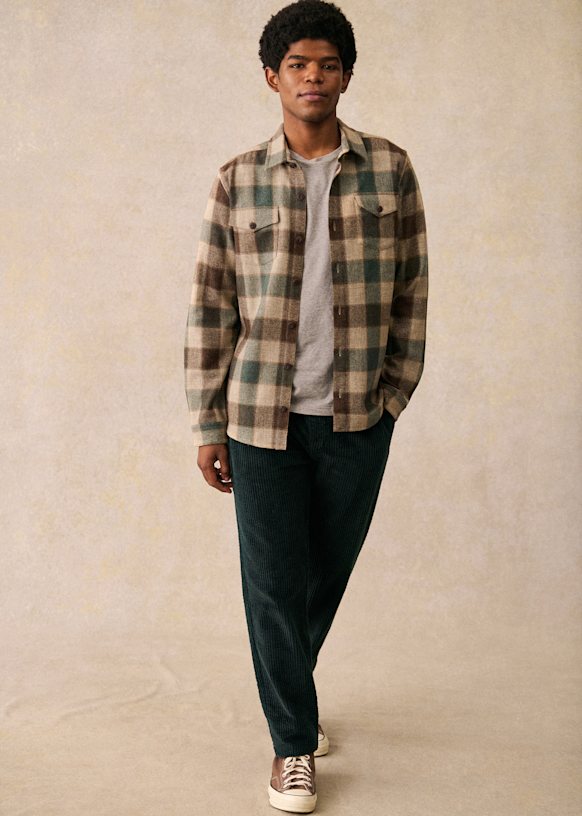 Ethan Checkered Shirt - Camel / Beige - Wool - Sézane