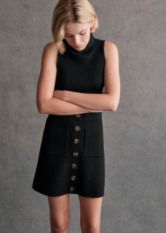 Louisa Skirt Hazelnut Merino Wool Sezane