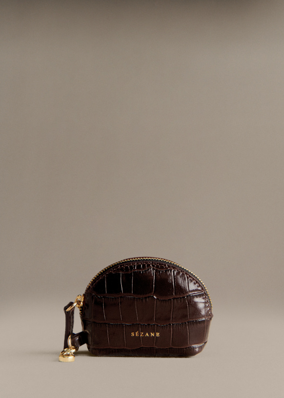 Sacha Coin Purse - Black Crocodile Print - Crocodile-embossed