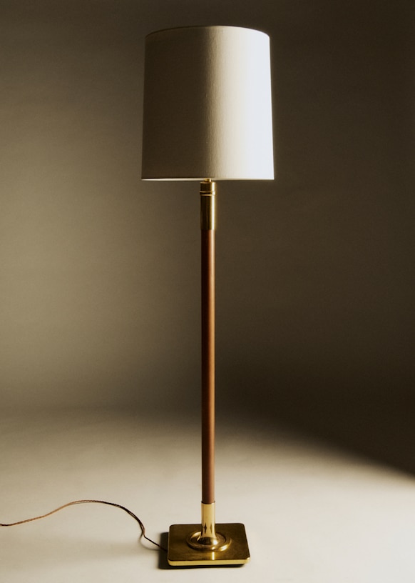 Lampadaire vintage in wood base brass