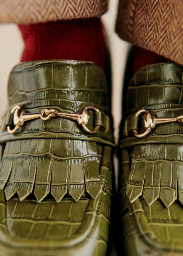 Julianne Loafers - Pistachio Croco - Bovine leather - Sézane