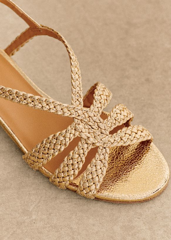Rosa Low Sandals - Smooth Woven Natural Leather - Bovine leather