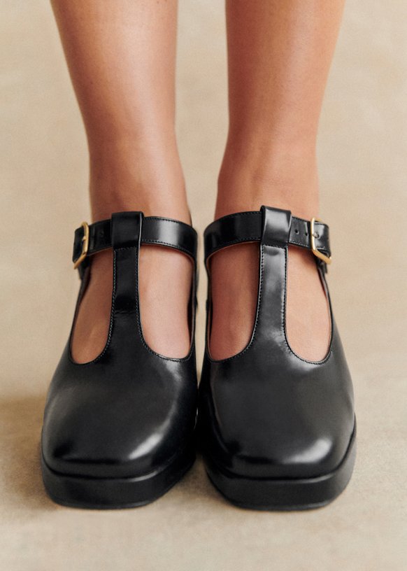 Monique High Mary Janes Glossy Black Bovine leather Sezane