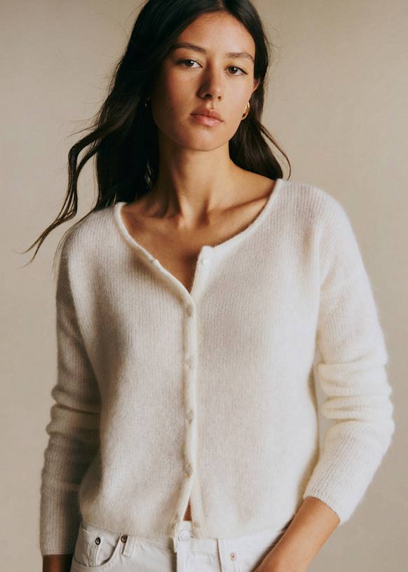新品 sezane gaspard crop カーディガン Gaspard Crop Cardigan - Ink Blue - Super kid mohair - Sézane