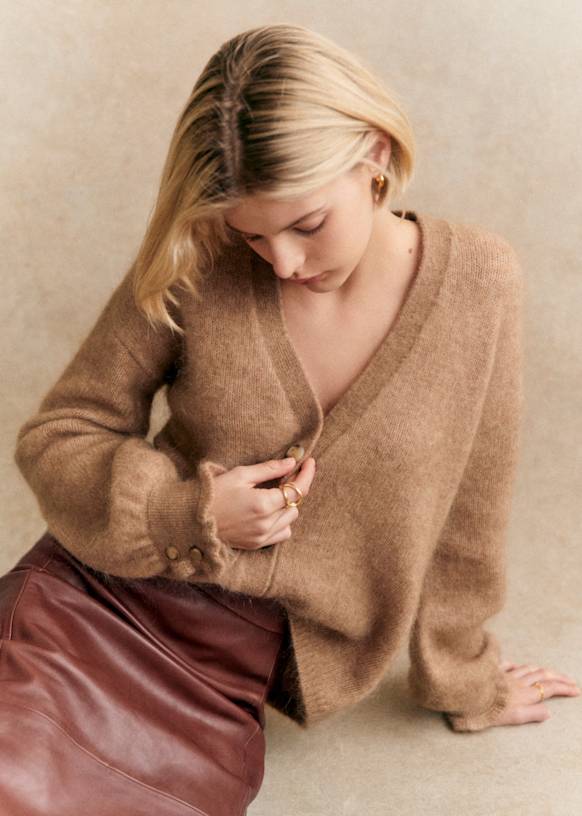 【国産】 - Camel - Cardigan Mia Kid Sézane - mohair トップス