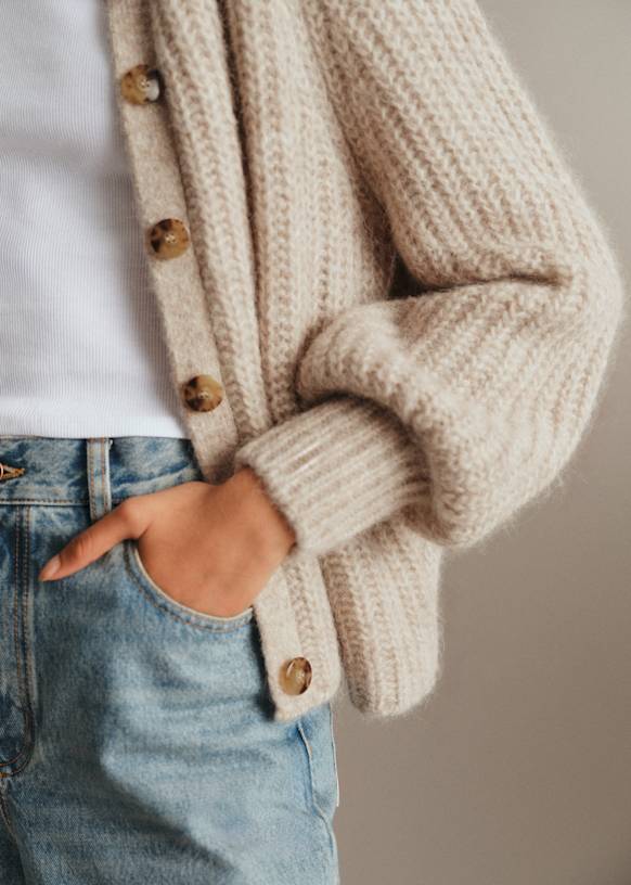 Sézane クロシェ編み 長袖カーディガン アイボリー Emile Cardigan - Red - Alpaca - Sézane