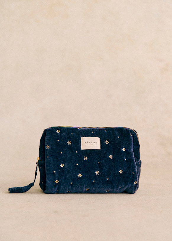 Kit da toilette Ricamo dorato fiori Cotone Sezane
