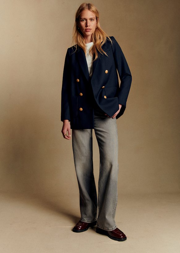 SEZANE ネイビージャケット Michele Jacket - Navy - Recycled polyester - Sézane