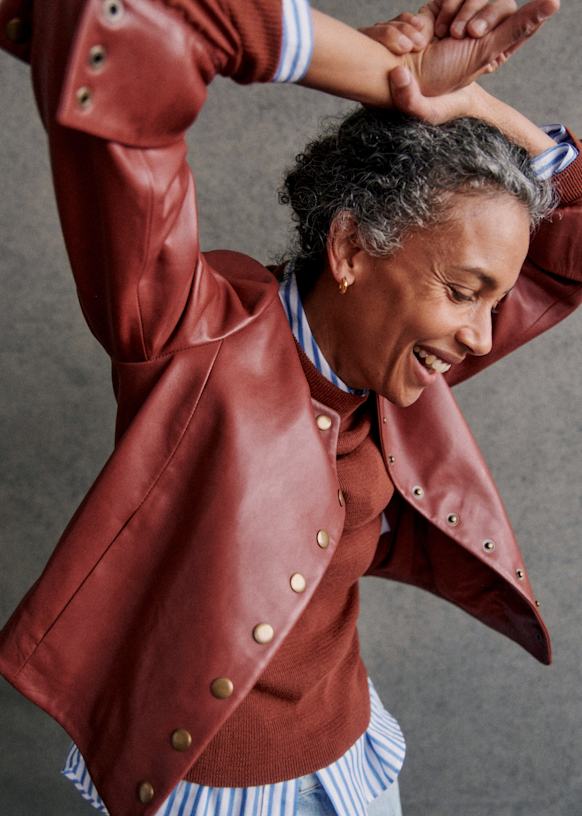セザンヌ◆SEZANE◆Marlys ショートジャケット スムースレザー Marlys Jacket - Chestnut - Lamb leather - Sézane