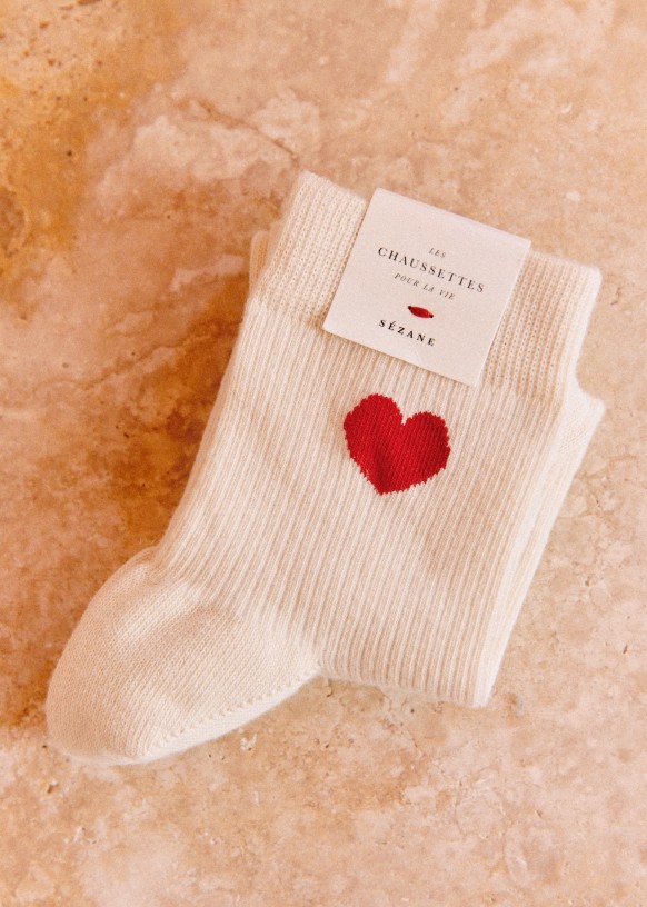 Chaussettes Coeur Rouge Coton Biologique Sezane