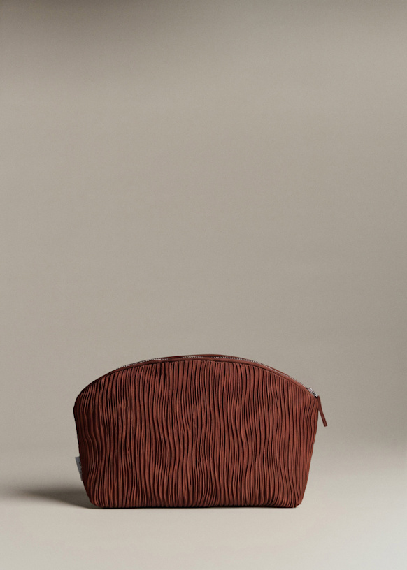 Pleated Satin Make-up Bag - Brown - GRS certified recycled polyester ...