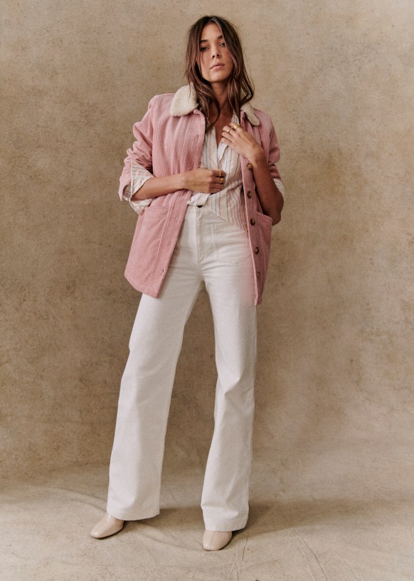 Will Jacket - Pink with wool collar - Organic Cotton - Sézane