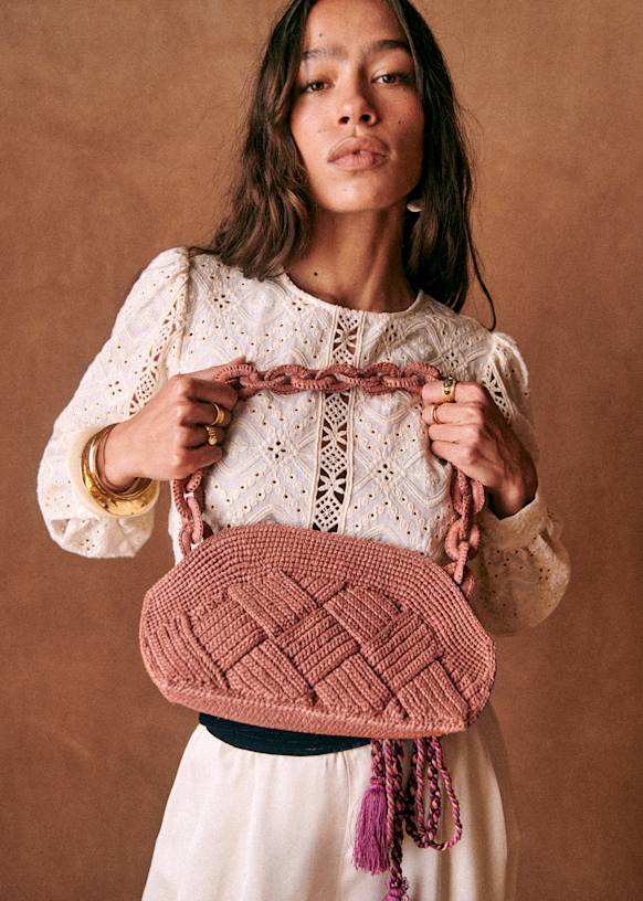 Isabelle Bag - Raffia Embroidered Flowers - Raffia - Sézane