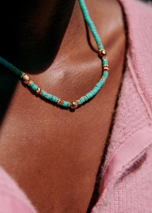 Martha Necklace - Gold / Turquoise - Brass - Octobre Éditions