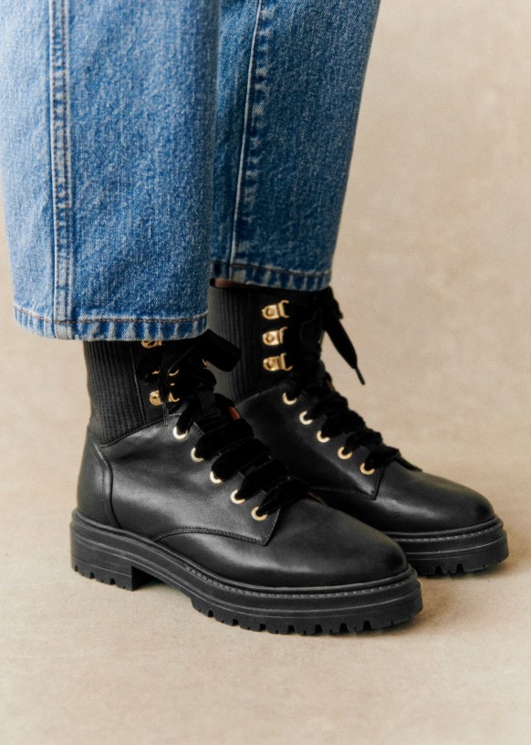 Niels Ankle Boots Smooth Black Smooth ovine leather Sezane