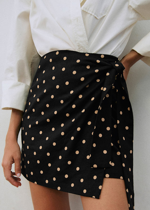 Jupe Lola - Imprimé Pois Beige Fond Noir