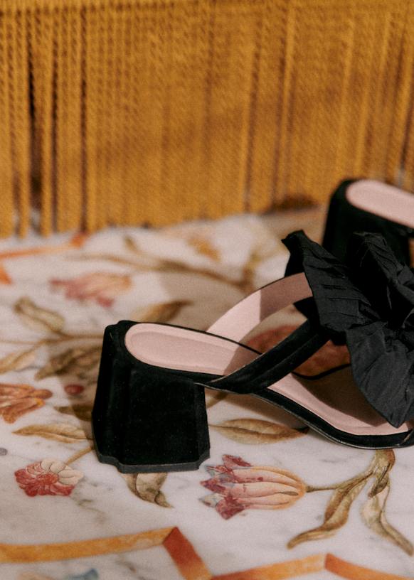 Renée Sandals - CFM Souliers x Editions Sézane - Black Velvet and