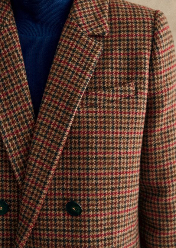 Christie Jacket - Navy Tartan - Wool - Sézane