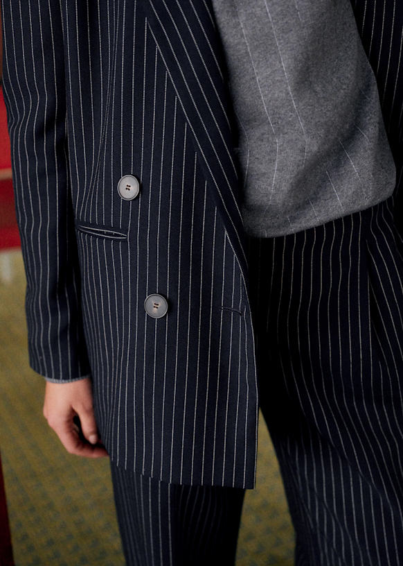 Chelsea Jacket - Navy Ecru Tennis Stripes - Recycled