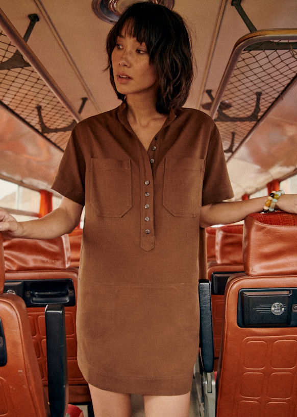 Sonali Dress - Choco - Viscose ECOVERO™ LENZING™ - Sézane