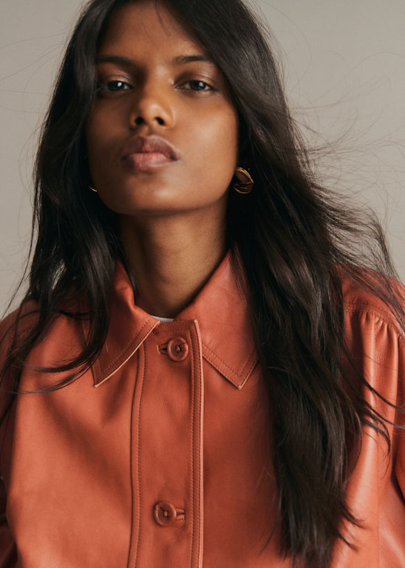 Antonio Jacket - Spice - Lamb leather - Sézane