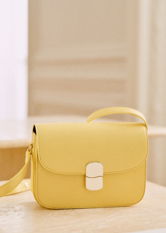 Mini Milo Classic Pastel Bag - Smooth Yellow - Smooth goatskin leather -  Sézane