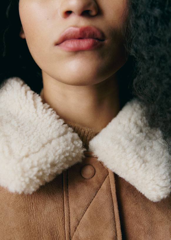 Nico Coat - Caramel Ecru - Lamb leather - Sézane