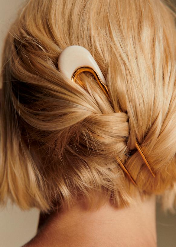Gladys ヘアピン - ゴールド／エクリュ - ブラス - Sézane