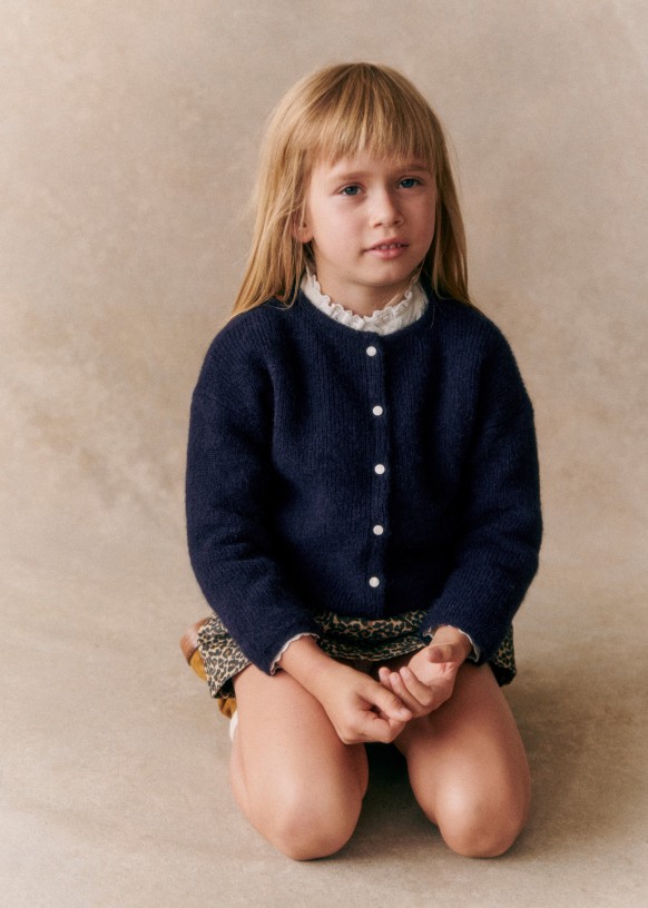 Gaspard Cardigan Navy Super kid mohair Sezane