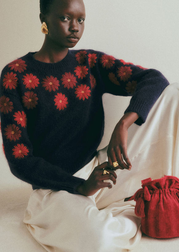 Suzon セーター - ネイビー - キッドモヘア - Sézane