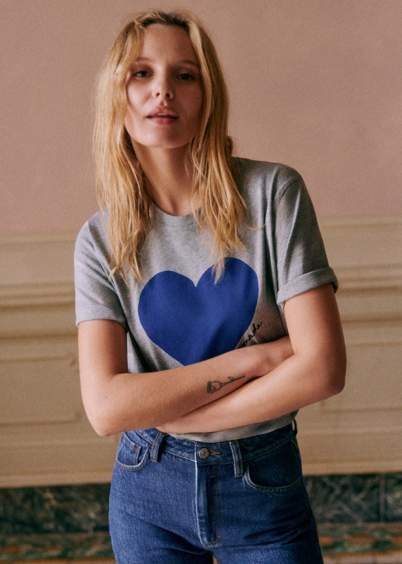 La Chamade t-shirt - Grey/Navy - Organic cotton - organic textile - Sézane