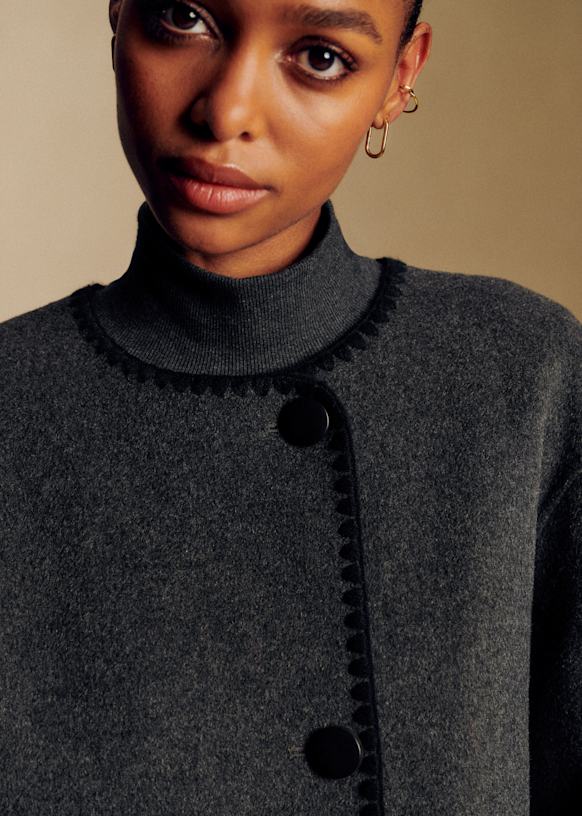 Sézane グレー ウールコート Nicholas Jacket - Charcoal Grey - Wool - Sézane