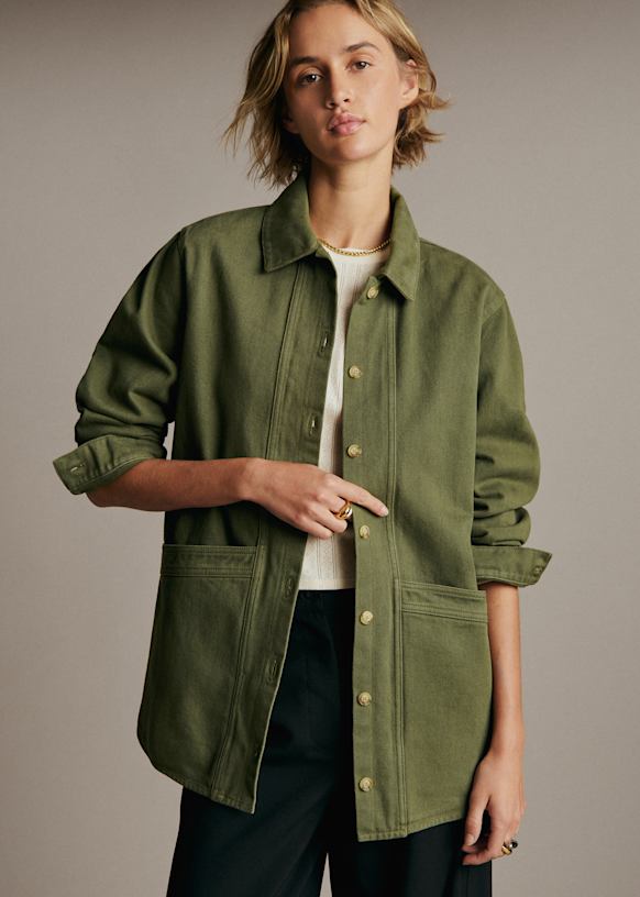 Will Jacket - Suede Olive Green - Goat leather - Sézane